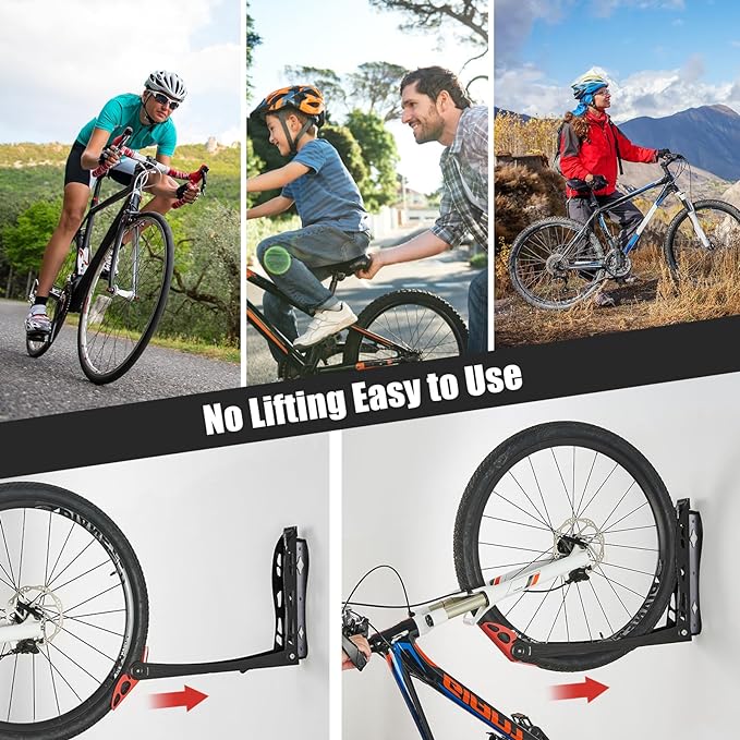 Ultrawall BIKEPAL Swivel Bike Racks, No Lifting Wall Mounted Bike Storage Solution for Home, Garage Bike Hanger, 4 Pack