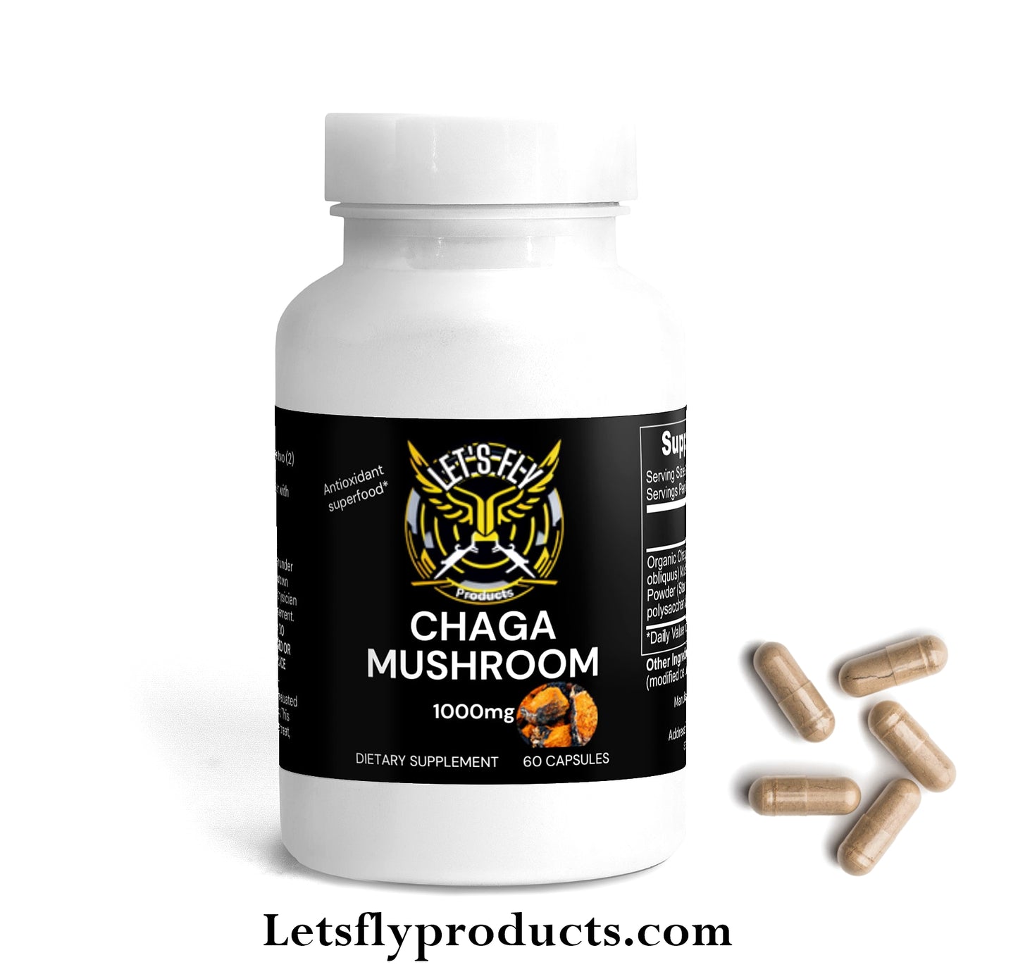 Chaga Mushroom Capsules - Let's Fly Products