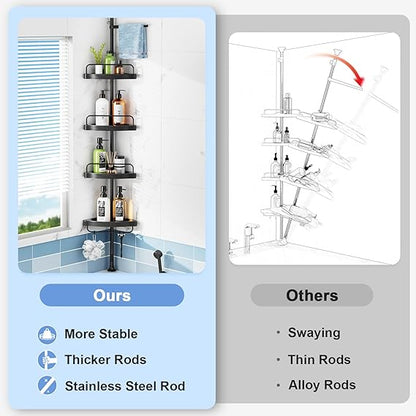 HAMITOR Corner Shower Caddy: 4 Tier Shampoo Storage Organizer for Inside Shower