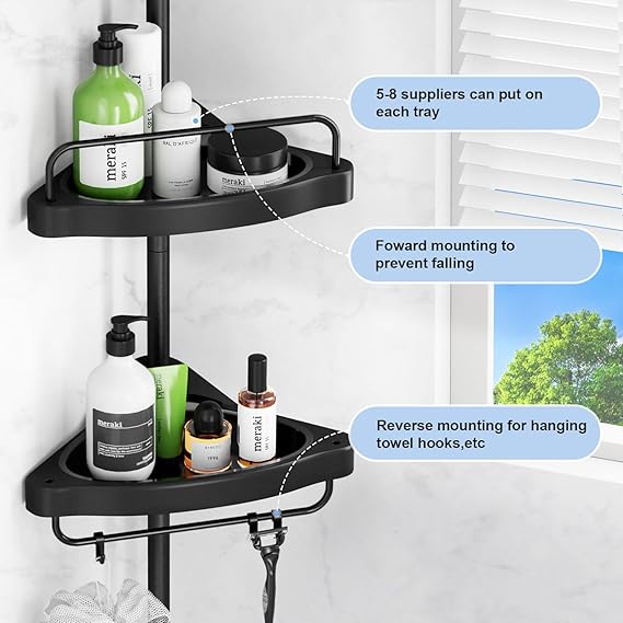 HAMITOR Corner Shower Caddy: 4 Tier Shampoo Storage Organizer for Inside Shower