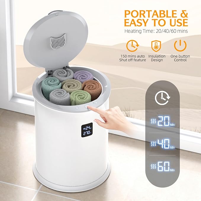 Large Towel Warmer for Bathroom, Luxury Hot Towel Warmer with Timer, LED Display Time and Temperature, Insulation Effect Up to 150 Minutes, Delay Time Up to 24 Hours, Best Ideals